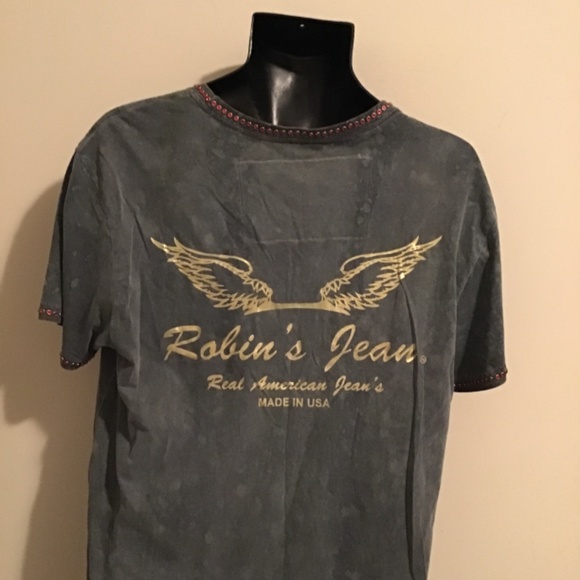 😎#290, Robins Jeans, new cond. chest=20/length=29, see pic red encrusted jewel - Picture 4 of 4
